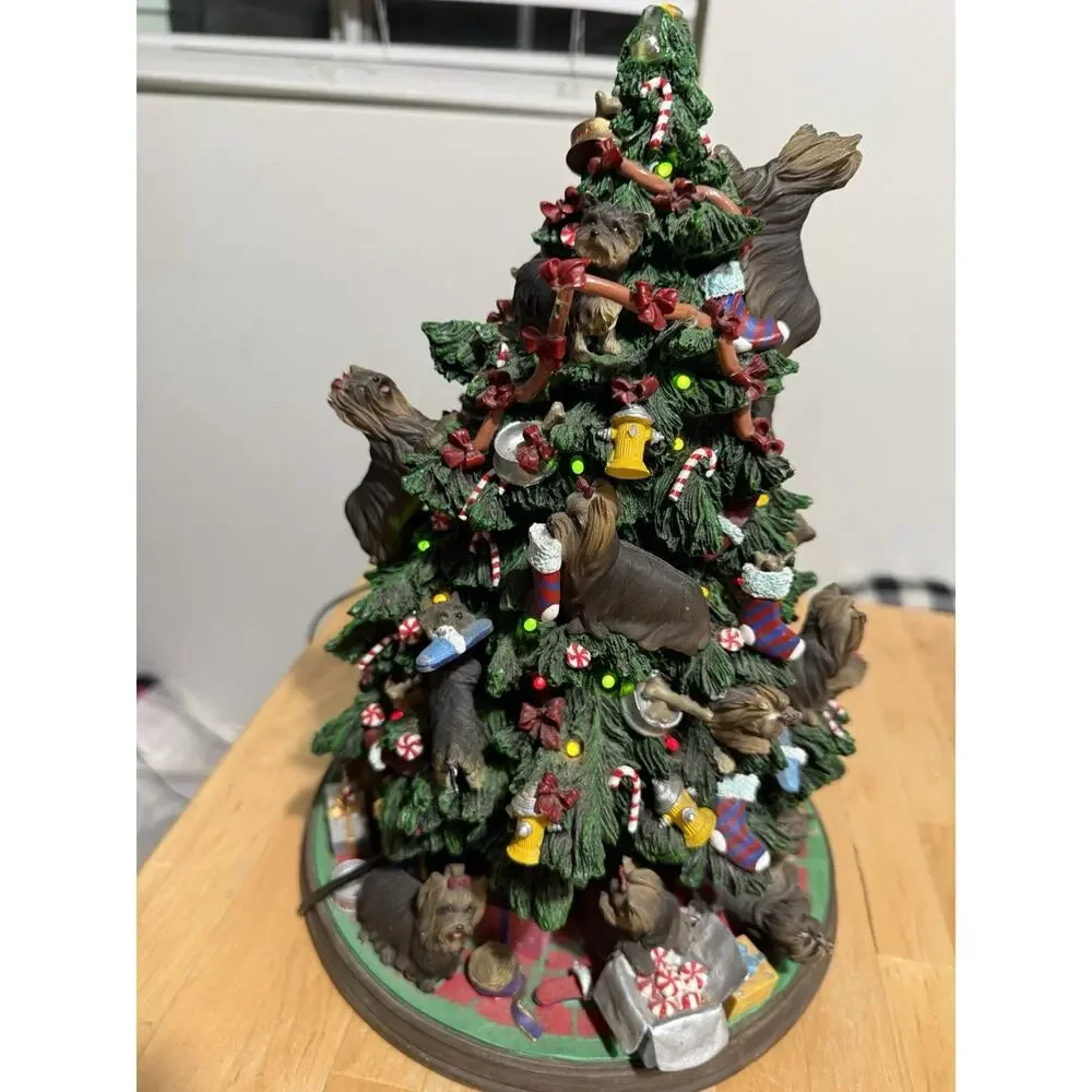 Danbury Yorkie Dog Light Up Christmas Tree Tested Works